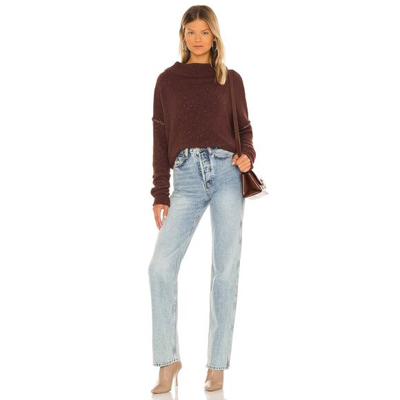 NWT Free People Oversized Crop San Vincente Pullover Sweater Women Size XS Brown - Picture 1 of 6